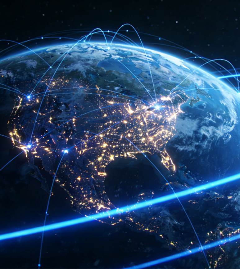 Global network connections on Earth