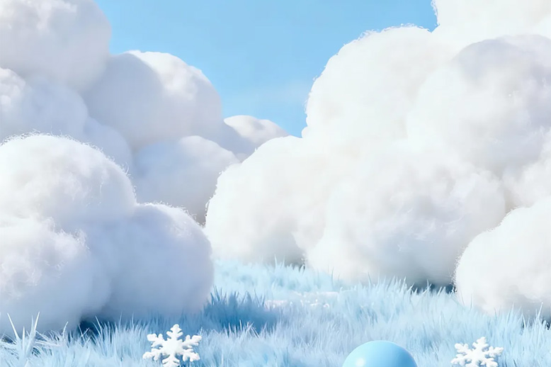 Fluffy white clouds in sky