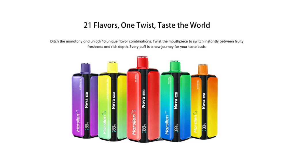 Marsilen 4-in-1 disposable vape collection with five color options 21 Flavors