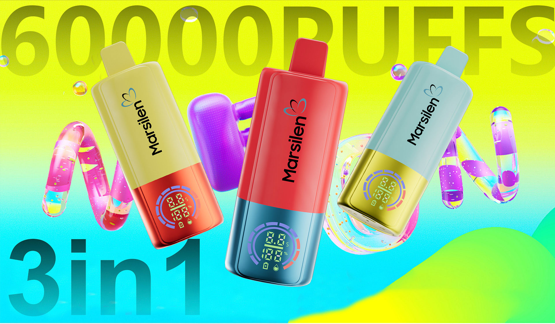 Marsilen NOVA 3 in 1 60000 Puffs - 3 Flavors in 1 - Marsilen