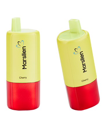 Marsilen e-cigarette with a yellow-to-red gradient body design, featuring a top dial that allows switching between three flavors.