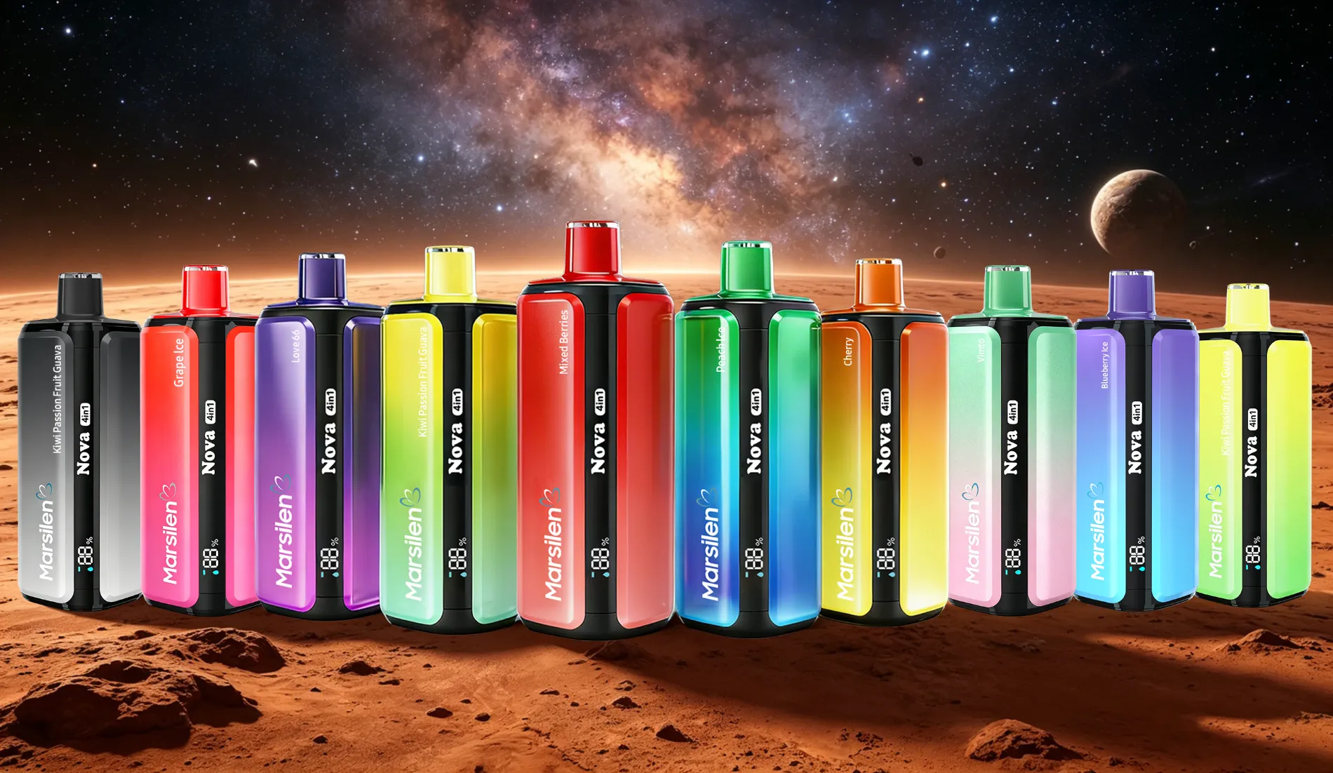 Marsilen 4-in-1 disposable vape collection with 10 color options 21 Flavors