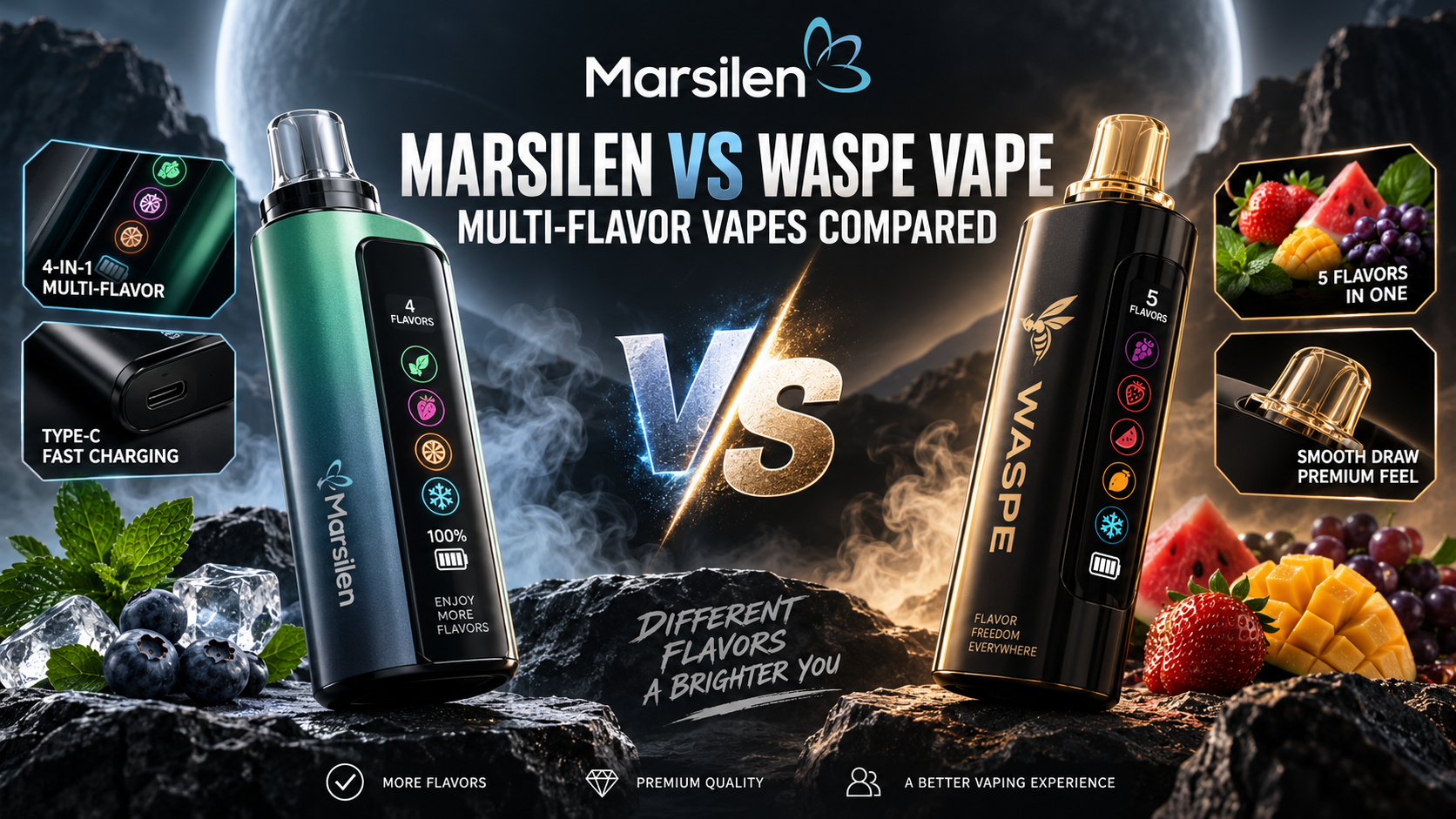 Marsilen vs WASPE Vape: Multi-Flavor Vapes Compared - Marsilen | Germany & Spain Premium Disposable Vape & Multi-Flavor Vaping