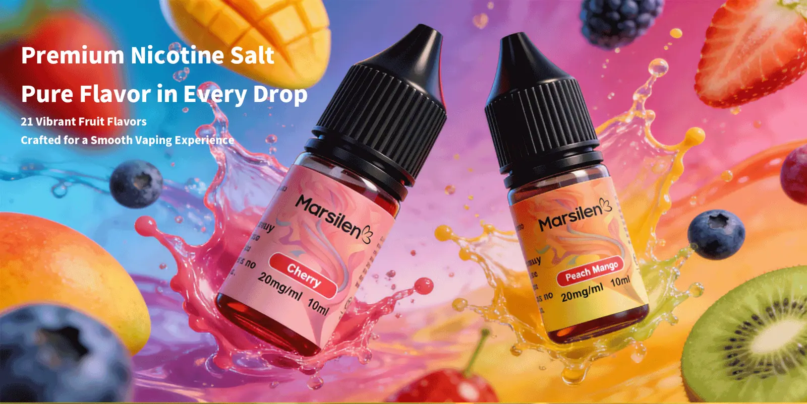 Marsilen Mars 10ML nicotine salt e-liquid bottles with fruit flavor artwork