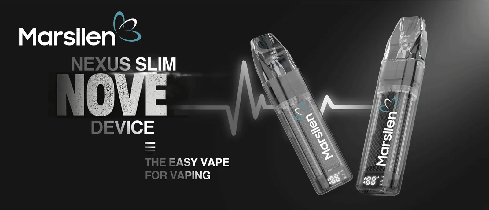 Marsilen MARS NEXUS PRO slim refillable vape device in transparent finish