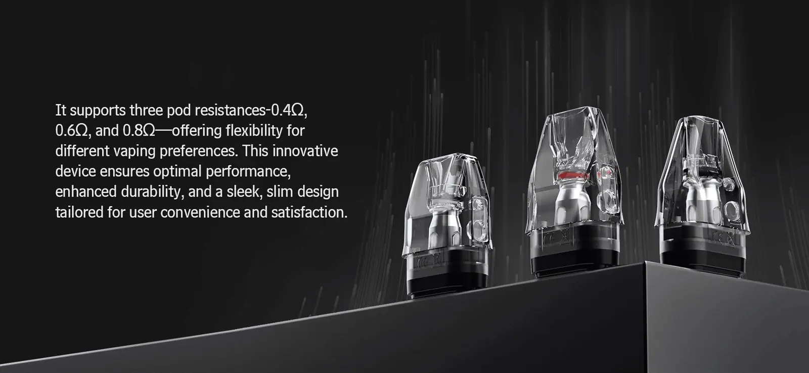 Three MARS NEXUS PRO compatible pods with 0.4 ohm, 0.6 ohm and 0.8 ohm resistance options